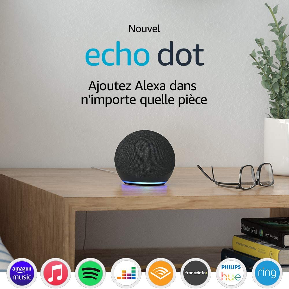 Echo Dot 4 Gen Avec Horloge Blanc - Excellent Son