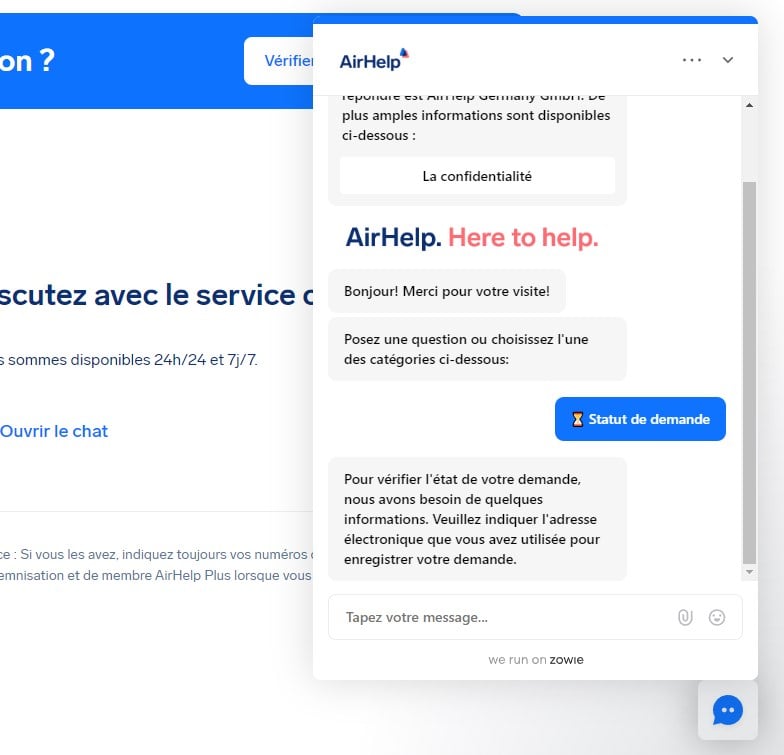 Messagerie Instantanée Airhelp