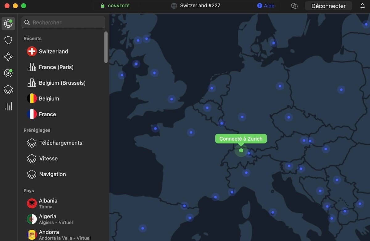 Interface Nordvpn Suisse