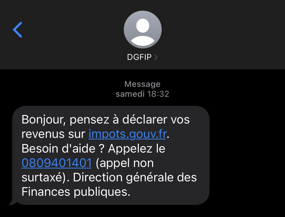 Impôts Sms Rappel