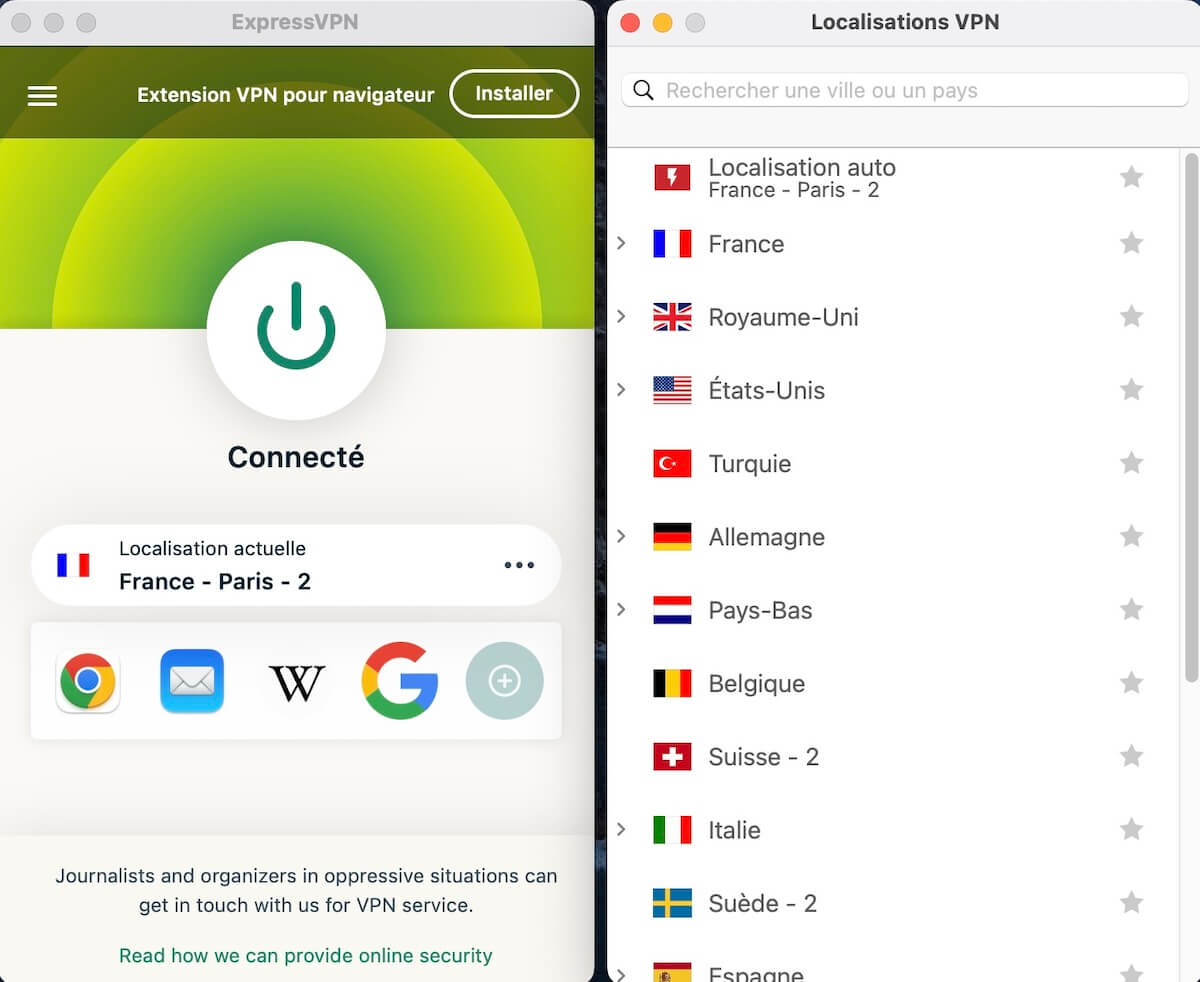 Interface Appli Expressvpn