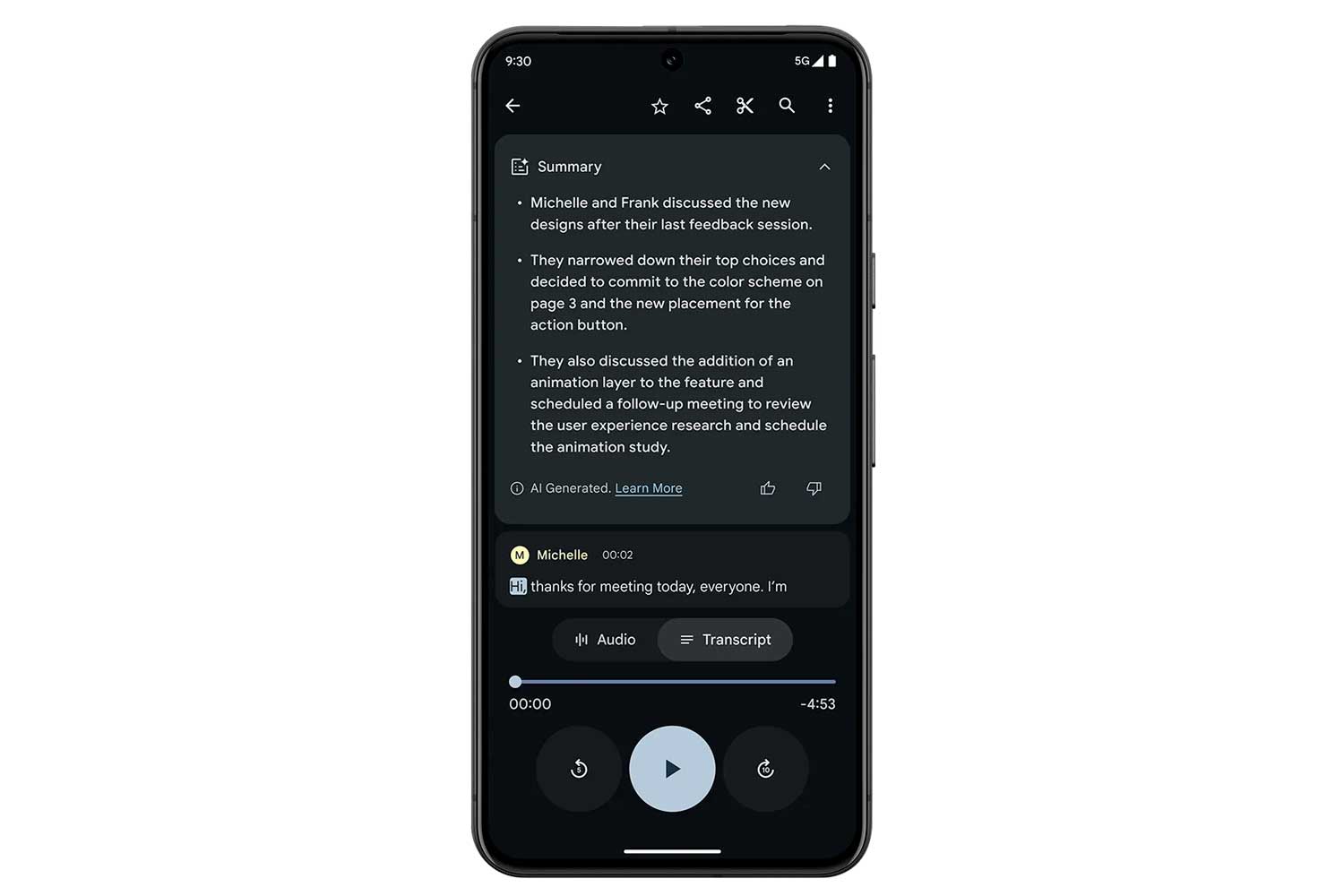 Pixel8pro Recorder Summaries