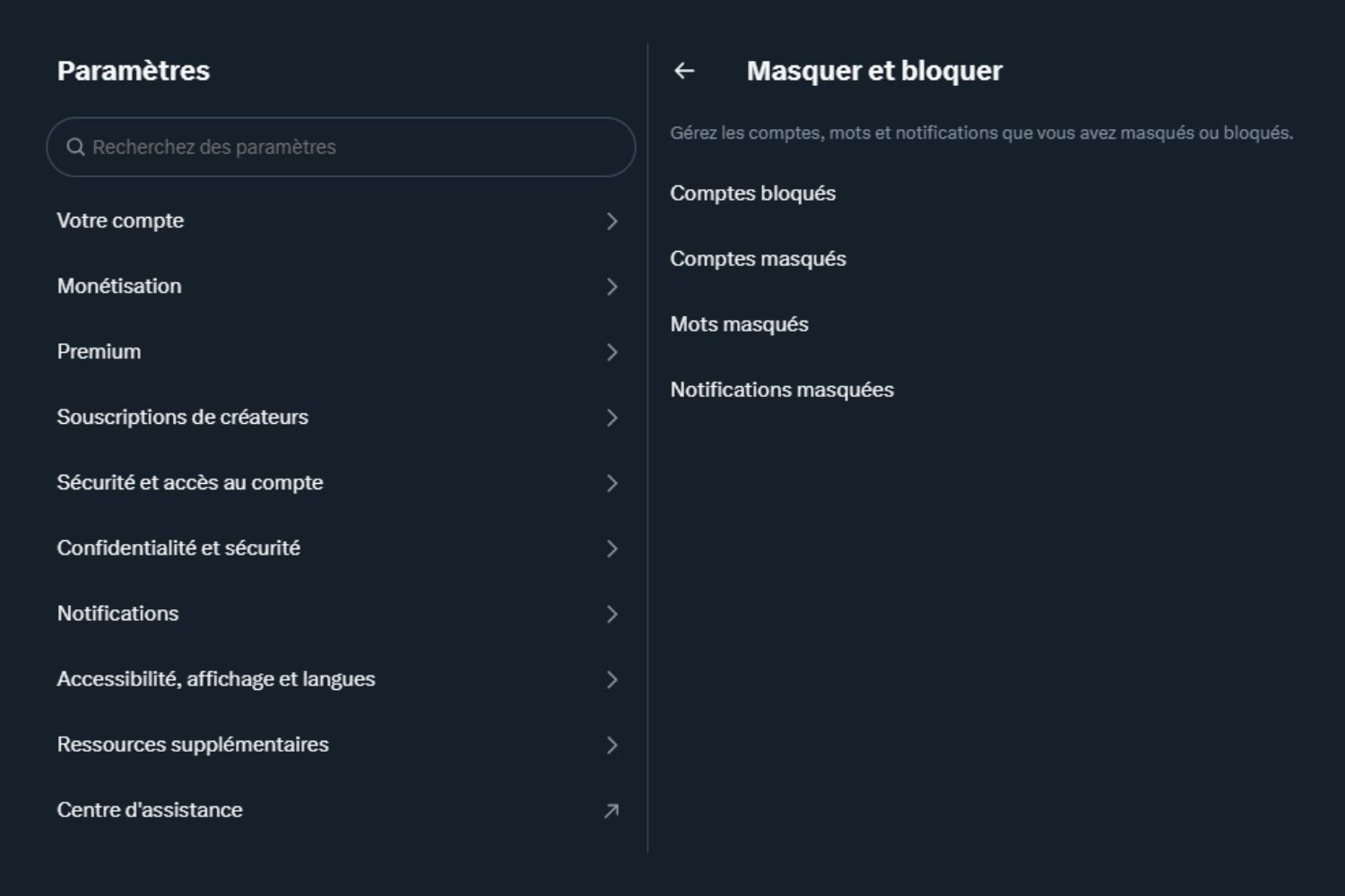 X Masquer Mot Clé