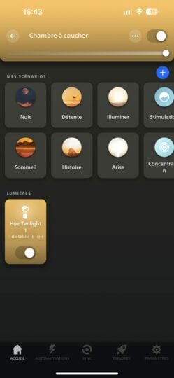 Application Philips Hue pour lampe de chevet Twlight