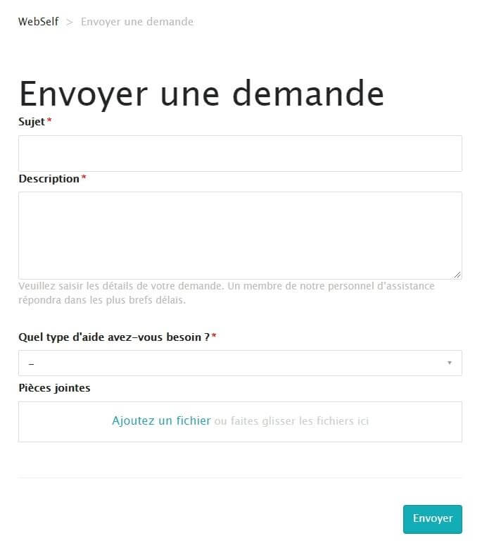 Formulaire de contact WebSelf