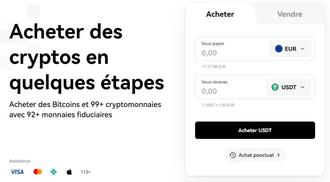 déposer de l'argent sur okx