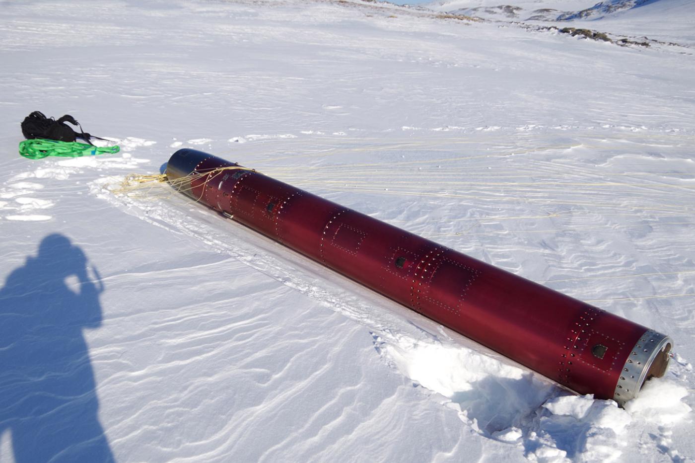 La fusée TEXUS 58 après son atterrissage en Norvège