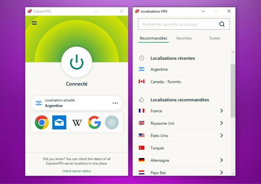 ExpressVPN gratuit pour l'Argentine