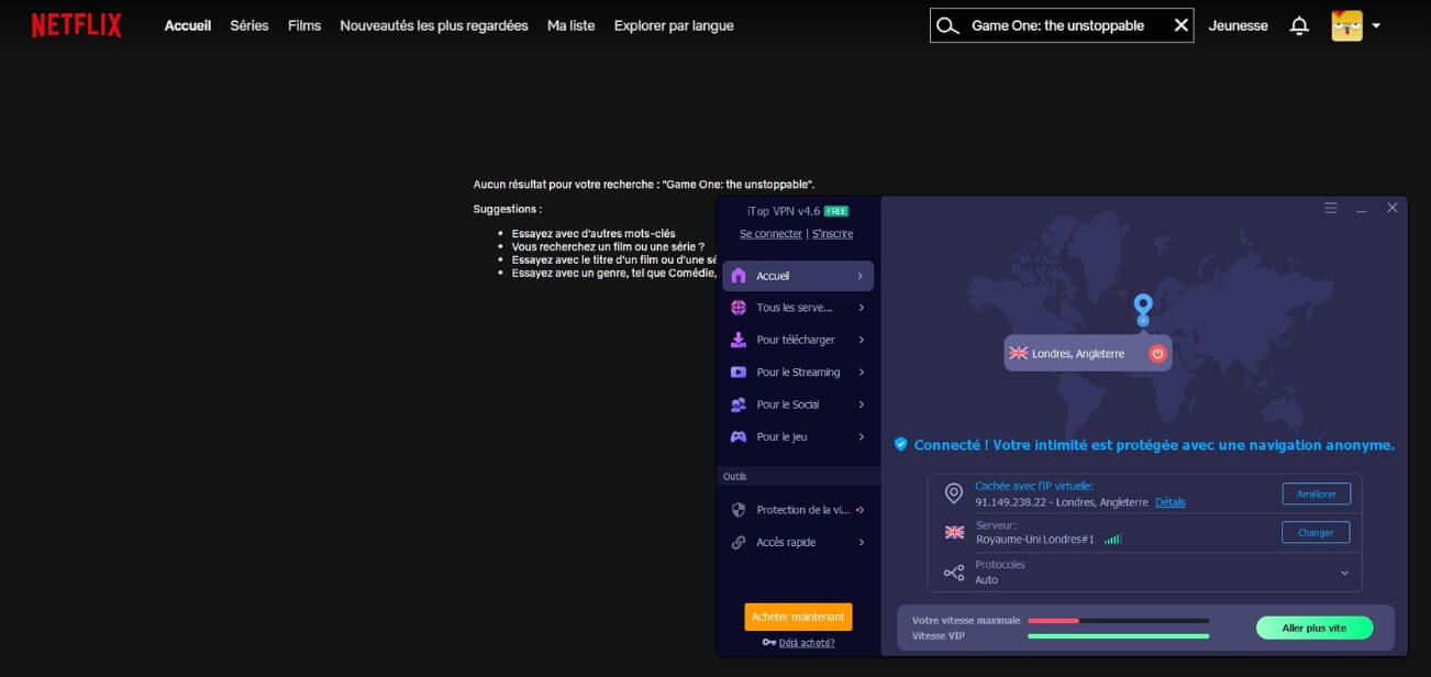 Netflix UK avec iTop VPN
